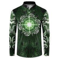 New Zealand Matariki Tupuarangi Button Sweatshirt Maori Moko Green Galaxy