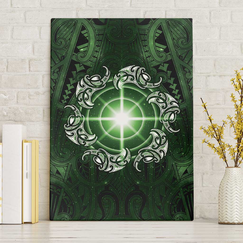 New Zealand Matariki Tupuarangi Canvas Wall Art Maori Moko Green Galaxy