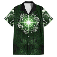 New Zealand Matariki Tupuarangi Family Matching Tank Maxi Dress and Hawaiian Shirt Maori Moko Green Galaxy LT05 Dad's Shirt - Short Sleeve Green - Polynesian Pride