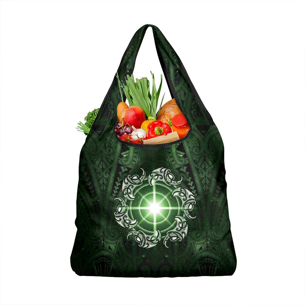 New Zealand Matariki Tupuarangi Grocery Bag Maori Moko Green Galaxy