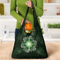 New Zealand Matariki Tupuarangi Grocery Bag Maori Moko Green Galaxy