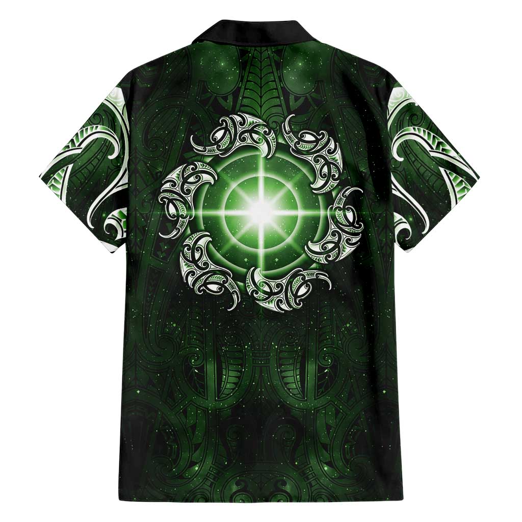 New Zealand Matariki Tupuarangi Hawaiian Shirt Maori Moko Green Galaxy