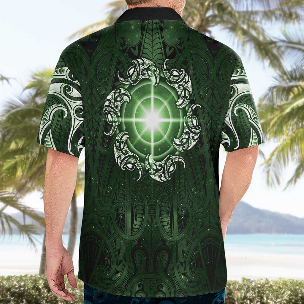 New Zealand Matariki Tupuarangi Hawaiian Shirt Maori Moko Green Galaxy