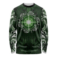 New Zealand Matariki Tupuarangi Long Sleeve Shirt Maori Moko Green Galaxy
