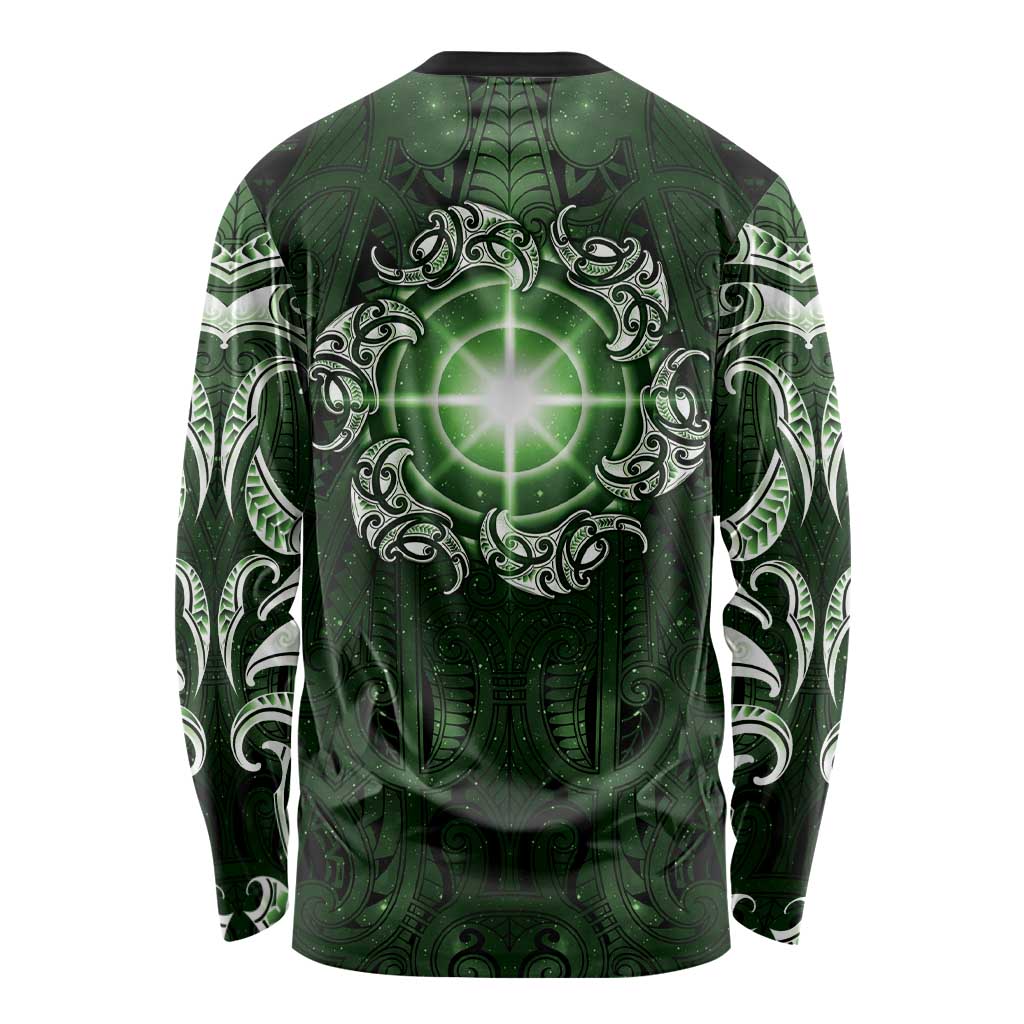 New Zealand Matariki Tupuarangi Long Sleeve Shirt Maori Moko Green Galaxy