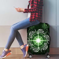 New Zealand Matariki Tupuarangi Luggage Cover Maori Moko Green Galaxy