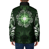 New Zealand Matariki Tupuarangi Padded Jacket Maori Moko Green Galaxy