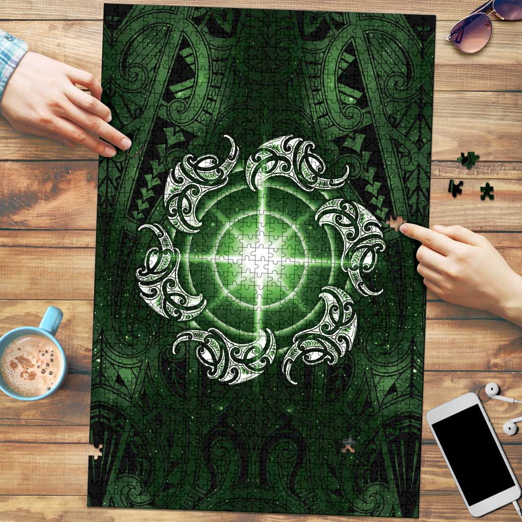 New Zealand Matariki Tupuarangi Puzzle Maori Moko Green Galaxy