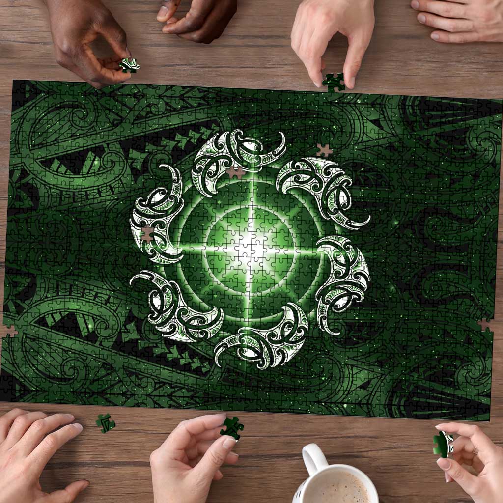 New Zealand Matariki Tupuarangi Puzzle Maori Moko Green Galaxy