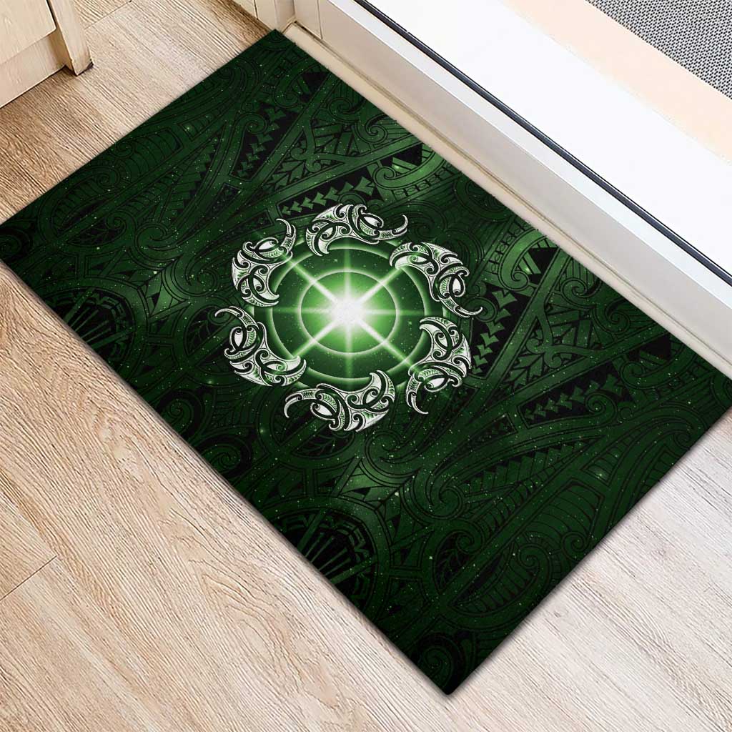 New Zealand Matariki Tupuarangi Rubber Doormat Maori Moko Green Galaxy