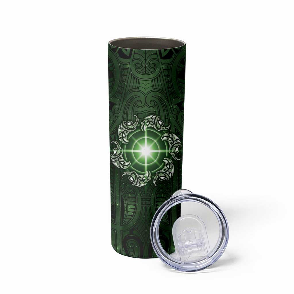 New Zealand Matariki Tupuarangi Skinny Tumbler Maori Moko Green Galaxy LT05 - Polynesian Pride