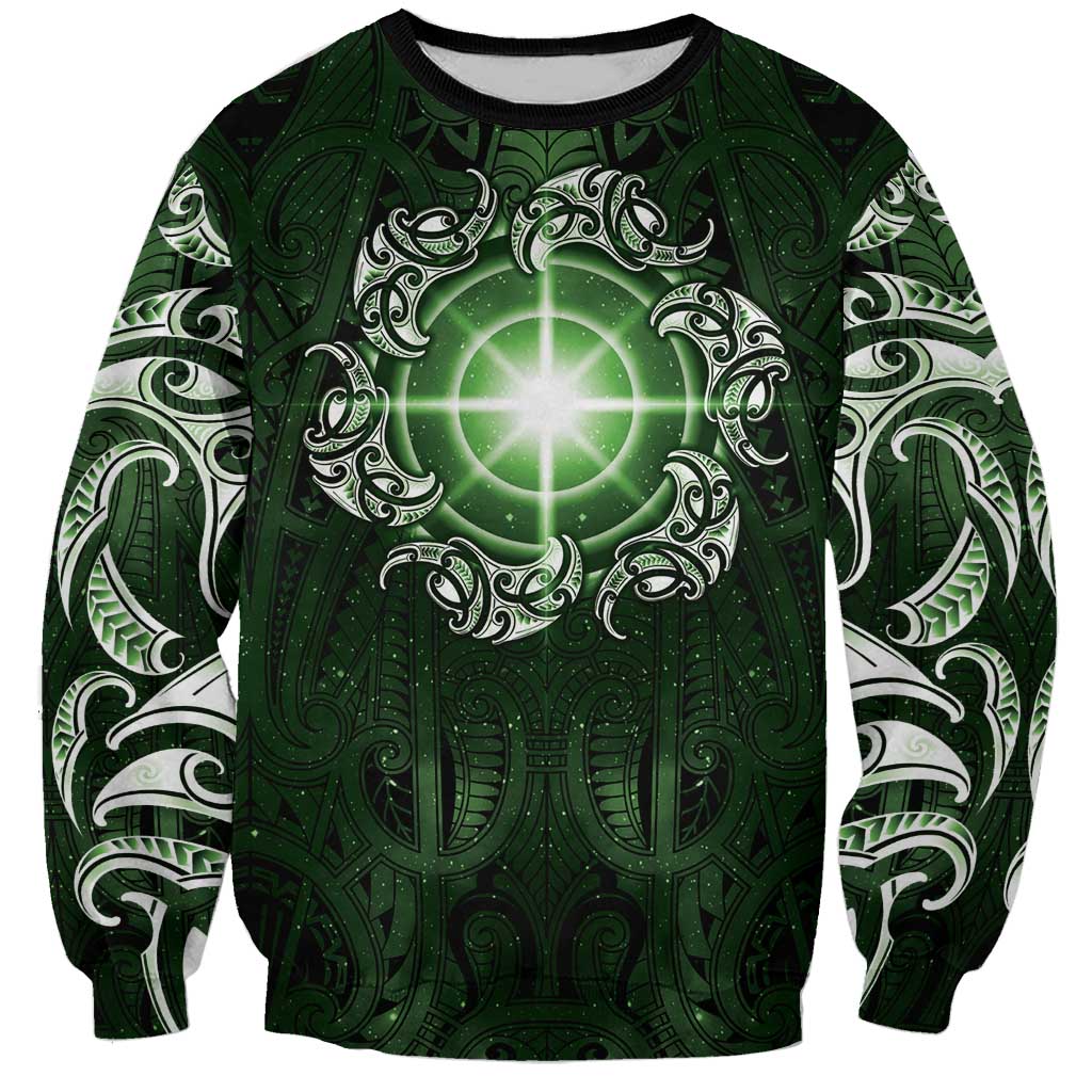 New Zealand Matariki Tupuarangi Sweatshirt Maori Moko Green Galaxy