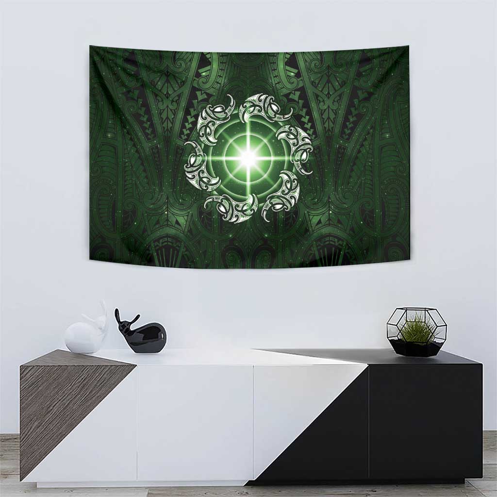New Zealand Matariki Tupuarangi Tapestry Maori Moko Green Galaxy