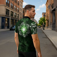 New Zealand Matariki Tupuarangi Zipper Polo Shirt Maori Moko Green Galaxy LT05 - Polynesian Pride
