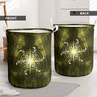 New Zealand Matariki Hiwaiterangi Laundry Basket Maori Moko Yellow Galaxy