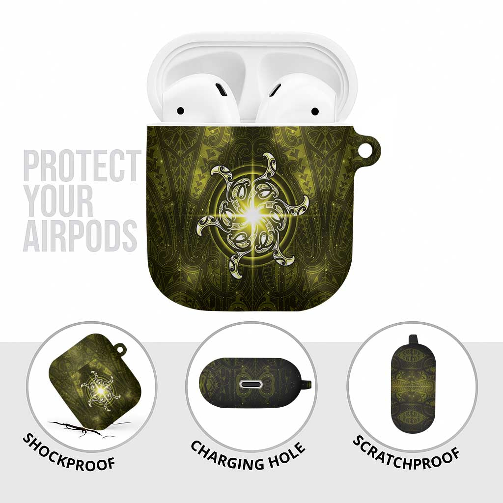 New Zealand Matariki Hiwaiterangi AirPods Case Maori Moko Yellow Galaxy