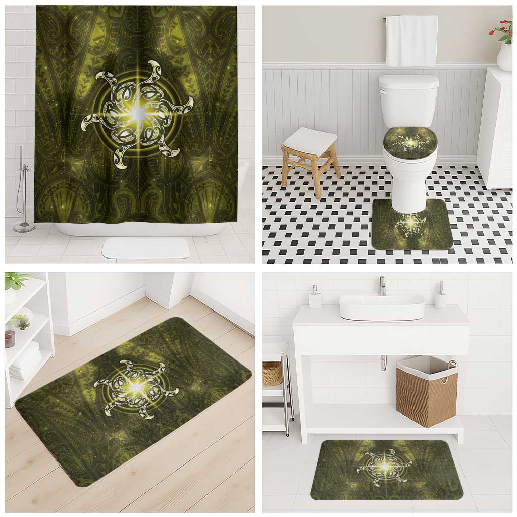 New Zealand Matariki Hiwaiterangi Bathroom Set Maori Moko Yellow Galaxy