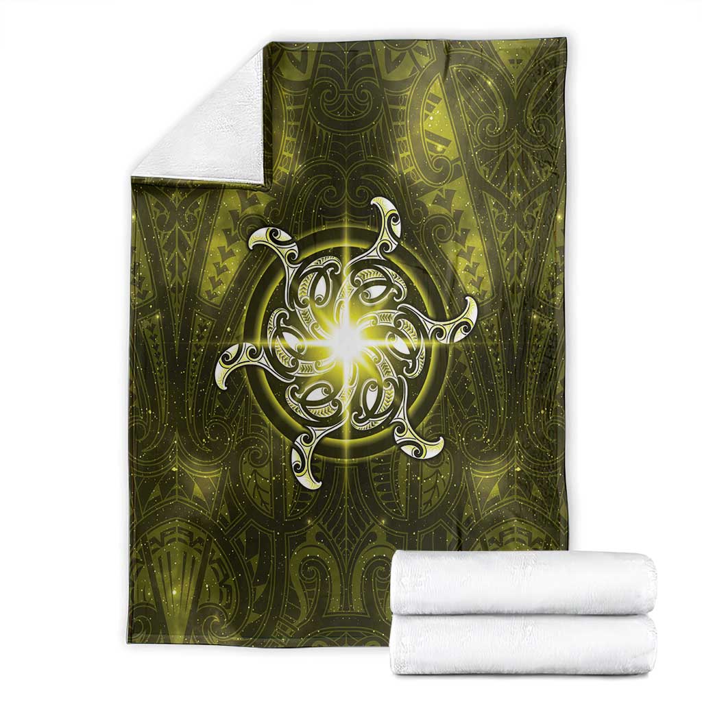 New Zealand Matariki Hiwaiterangi Blanket Maori Moko Yellow Galaxy