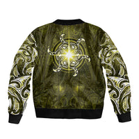 New Zealand Matariki Hiwaiterangi Bomber Jacket Maori Moko Yellow Galaxy