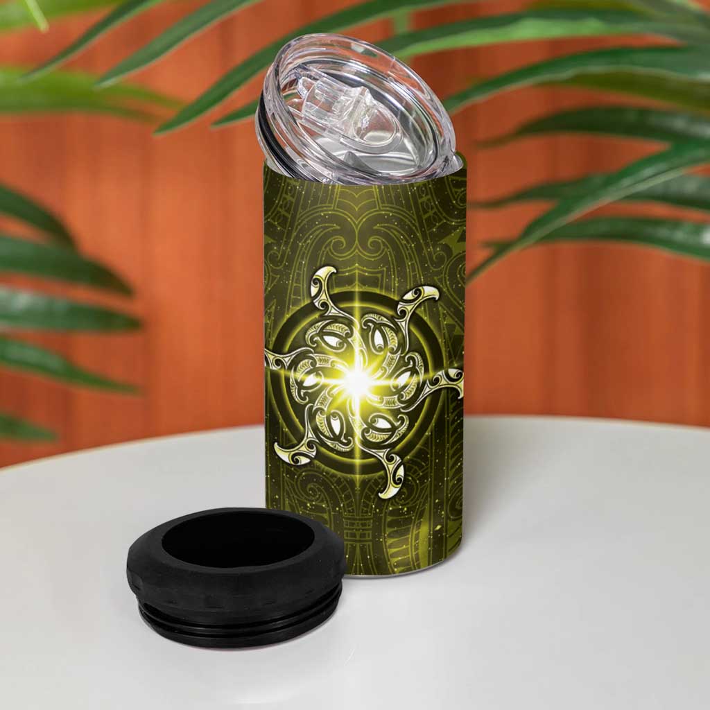 New Zealand Matariki Hiwaiterangi 4 in 1 Can Cooler Tumbler Maori Moko Yellow Galaxy LT05 - Polynesian Pride