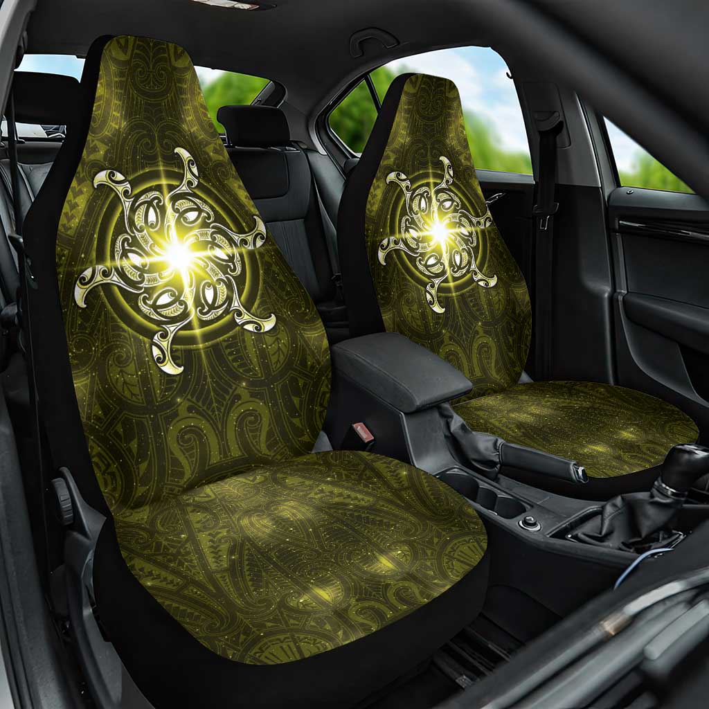 New Zealand Matariki Hiwaiterangi Car Seat Cover Maori Moko Yellow Galaxy LT05 One Size Yellow - Polynesian Pride