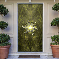 New Zealand Matariki Hiwaiterangi Door Cover Maori Moko Yellow Galaxy LT05 Yellow - Polynesian Pride