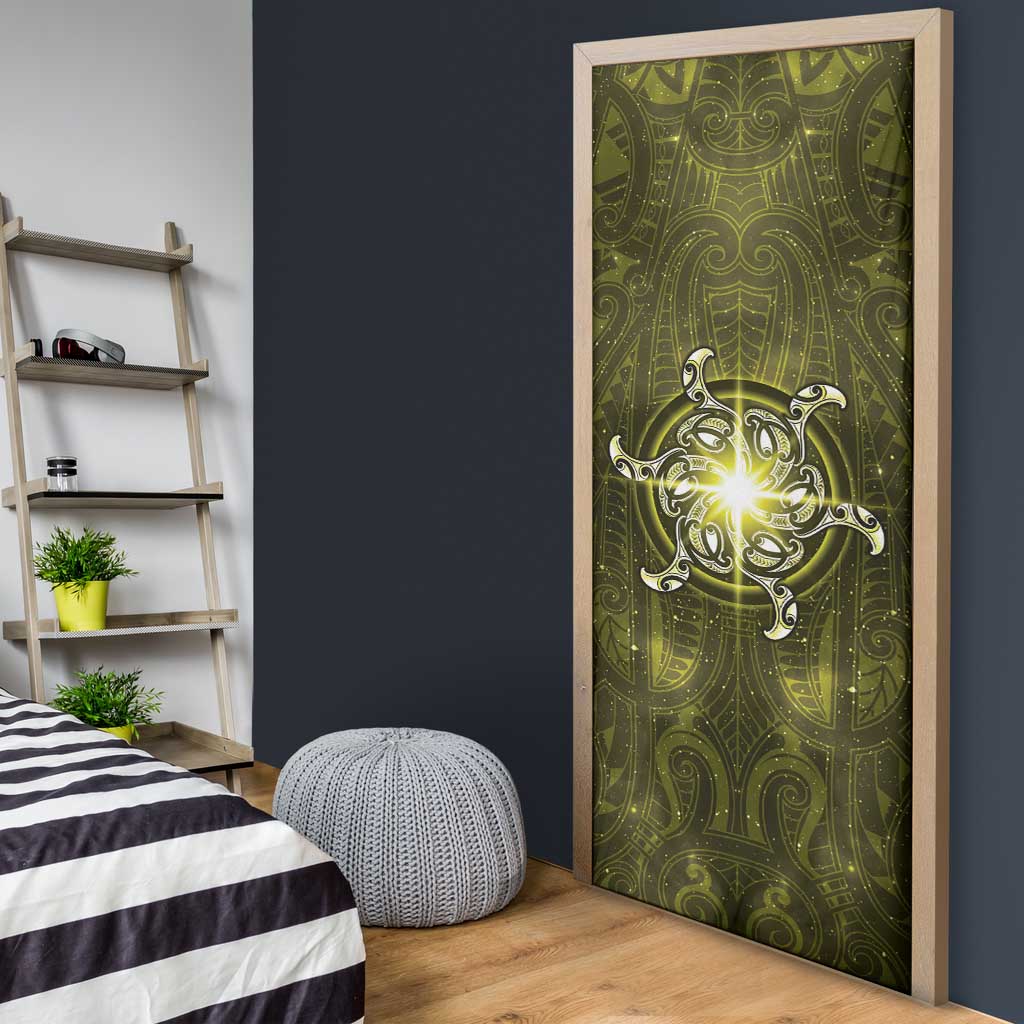 New Zealand Matariki Hiwaiterangi Door Cover Maori Moko Yellow Galaxy LT05 - Polynesian Pride