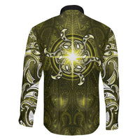 New Zealand Matariki Hiwaiterangi Family Matching Long Sleeve Bodycon Dress and Hawaiian Shirt Maori Moko Yellow Galaxy LT05 - Polynesian Pride