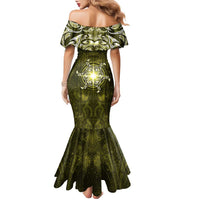 New Zealand Matariki Hiwaiterangi Family Matching Mermaid Dress and Hawaiian Shirt Maori Moko Yellow Galaxy LT05 - Polynesian Pride