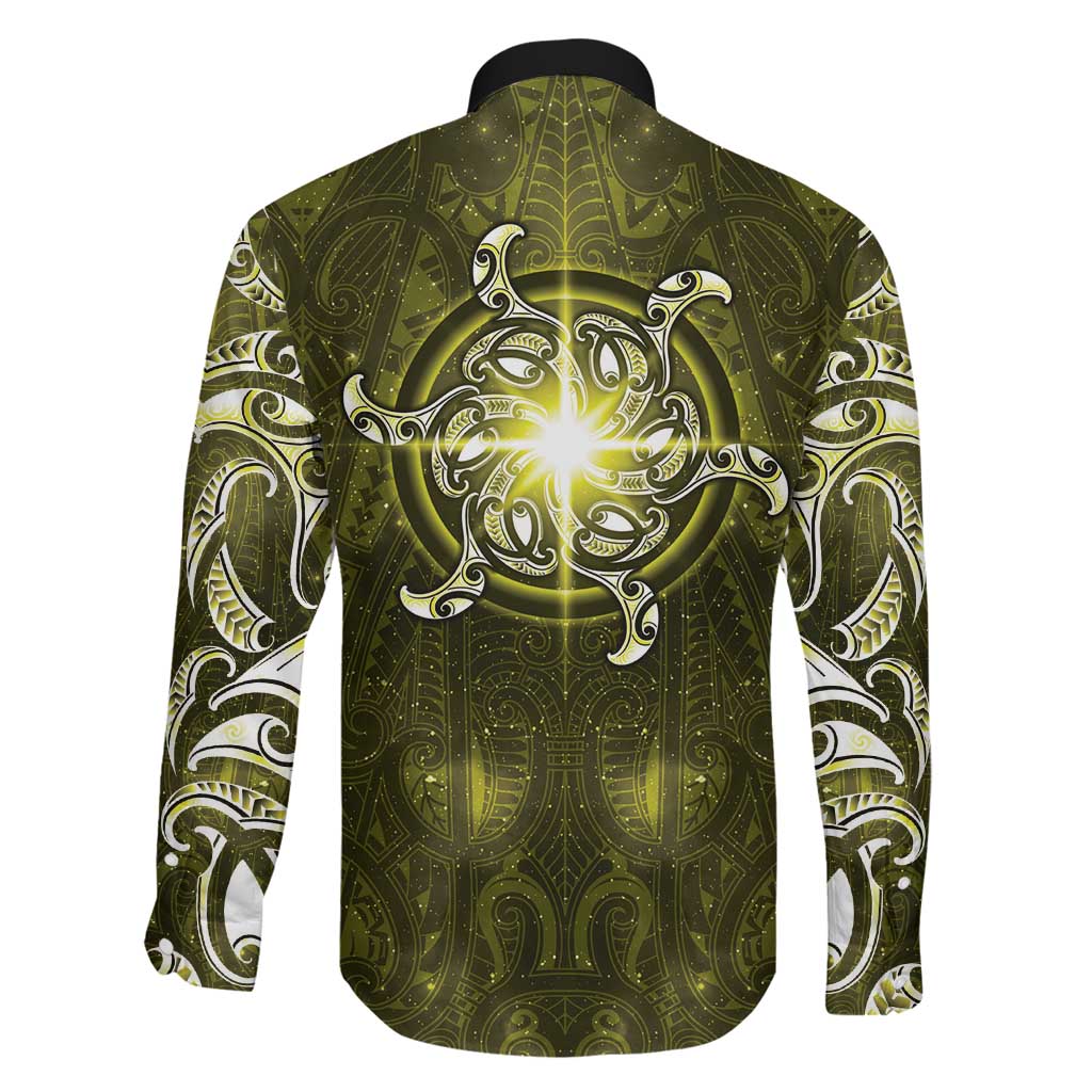 New Zealand Matariki Hiwaiterangi Family Matching Off Shoulder Maxi Dress and Hawaiian Shirt Maori Moko Yellow Galaxy LT05 - Polynesian Pride