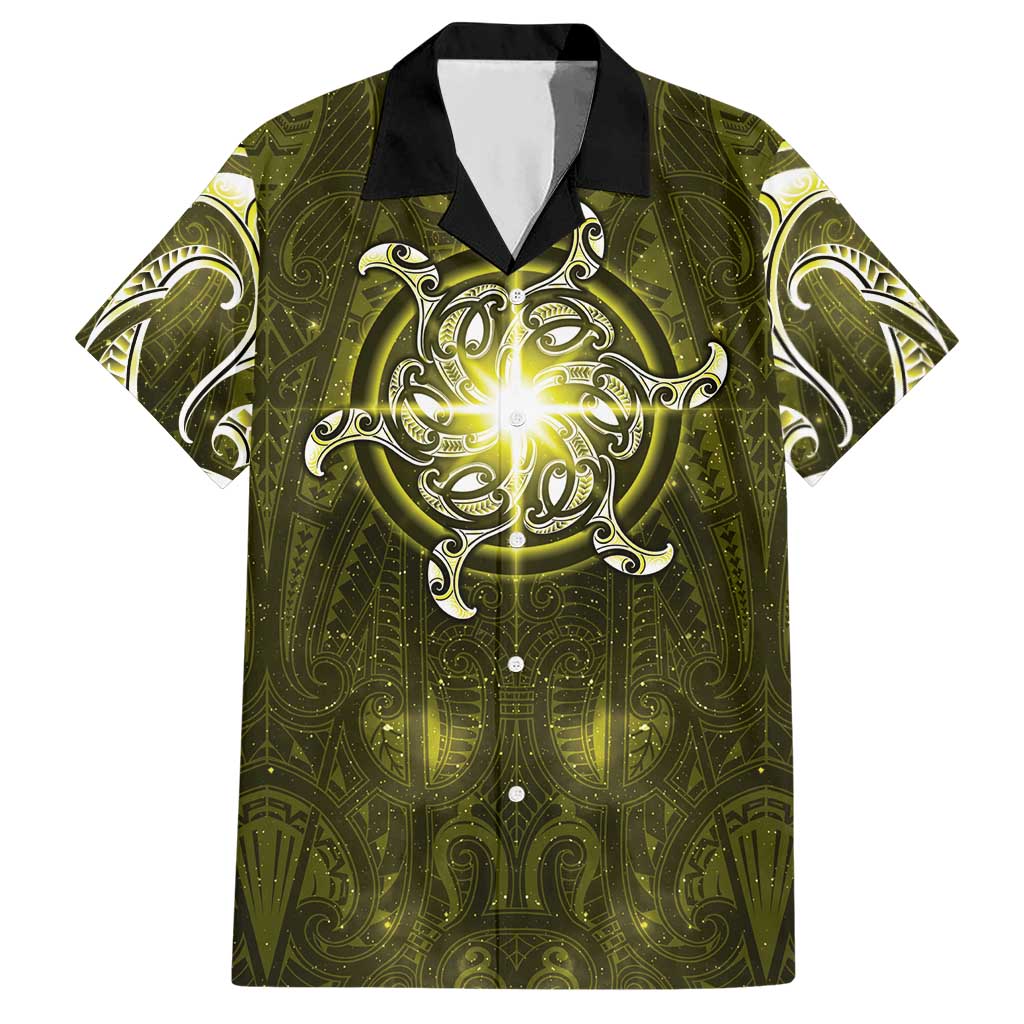 New Zealand Matariki Hiwaiterangi Hawaiian Shirt Maori Moko Yellow Galaxy LT05 Yellow - Polynesian Pride