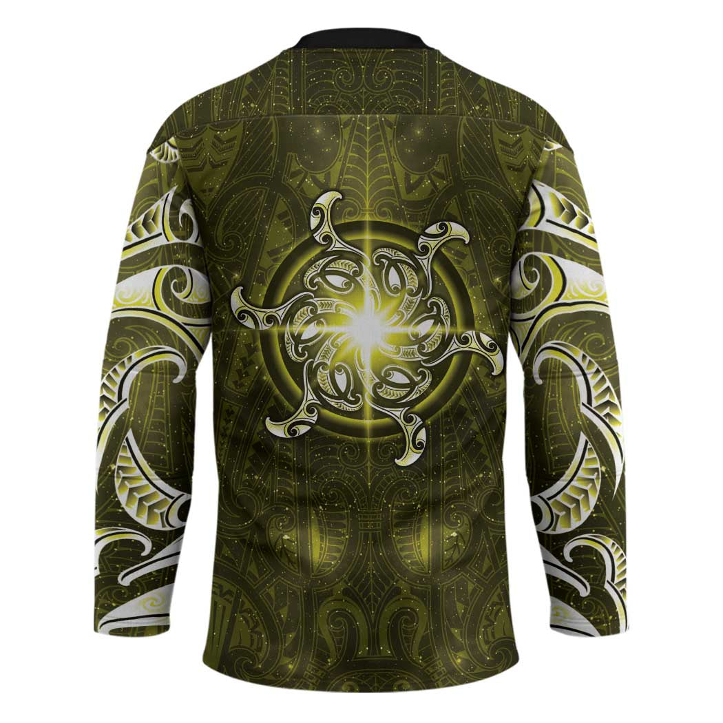 New Zealand Matariki Hiwaiterangi Hockey Jersey Maori Moko Yellow Galaxy LT05 - Polynesian Pride