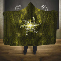New Zealand Matariki Hiwaiterangi Hooded Blanket Maori Moko Yellow Galaxy