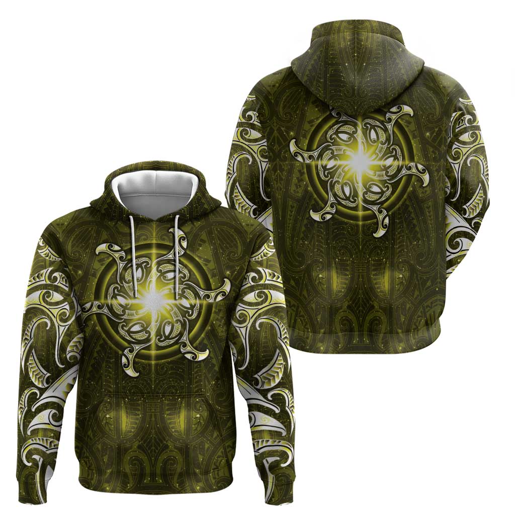 New Zealand Matariki Hiwaiterangi Hoodie Maori Moko Yellow Galaxy LT05 - Polynesian Pride