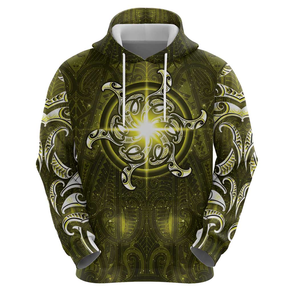 New Zealand Matariki Hiwaiterangi Hoodie Maori Moko Yellow Galaxy LT05 - Polynesian Pride