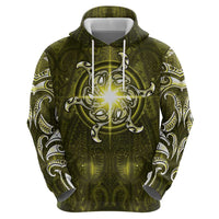 New Zealand Matariki Hiwaiterangi Hoodie Maori Moko Yellow Galaxy LT05 - Polynesian Pride