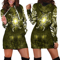 New Zealand Matariki Hiwaiterangi Hoodie Dress Maori Moko Yellow Galaxy LT05 - Polynesian Pride