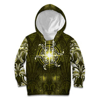 New Zealand Matariki Hiwaiterangi Kid Hoodie Maori Moko Yellow Galaxy LT05 Hoodie Yellow - Polynesian Pride