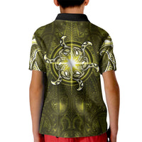 New Zealand Matariki Hiwaiterangi Kid Polo Shirt Maori Moko Yellow Galaxy LT05 - Polynesian Pride