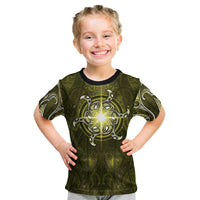 New Zealand Matariki Hiwaiterangi Kid T Shirt Maori Moko Yellow Galaxy LT05 Yellow - Polynesian Pride