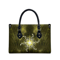 New Zealand Matariki Hiwaiterangi Leather Bag Maori Moko Yellow Galaxy
