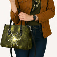 New Zealand Matariki Hiwaiterangi Leather Bag Maori Moko Yellow Galaxy