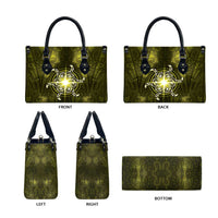 New Zealand Matariki Hiwaiterangi Leather Bag Maori Moko Yellow Galaxy