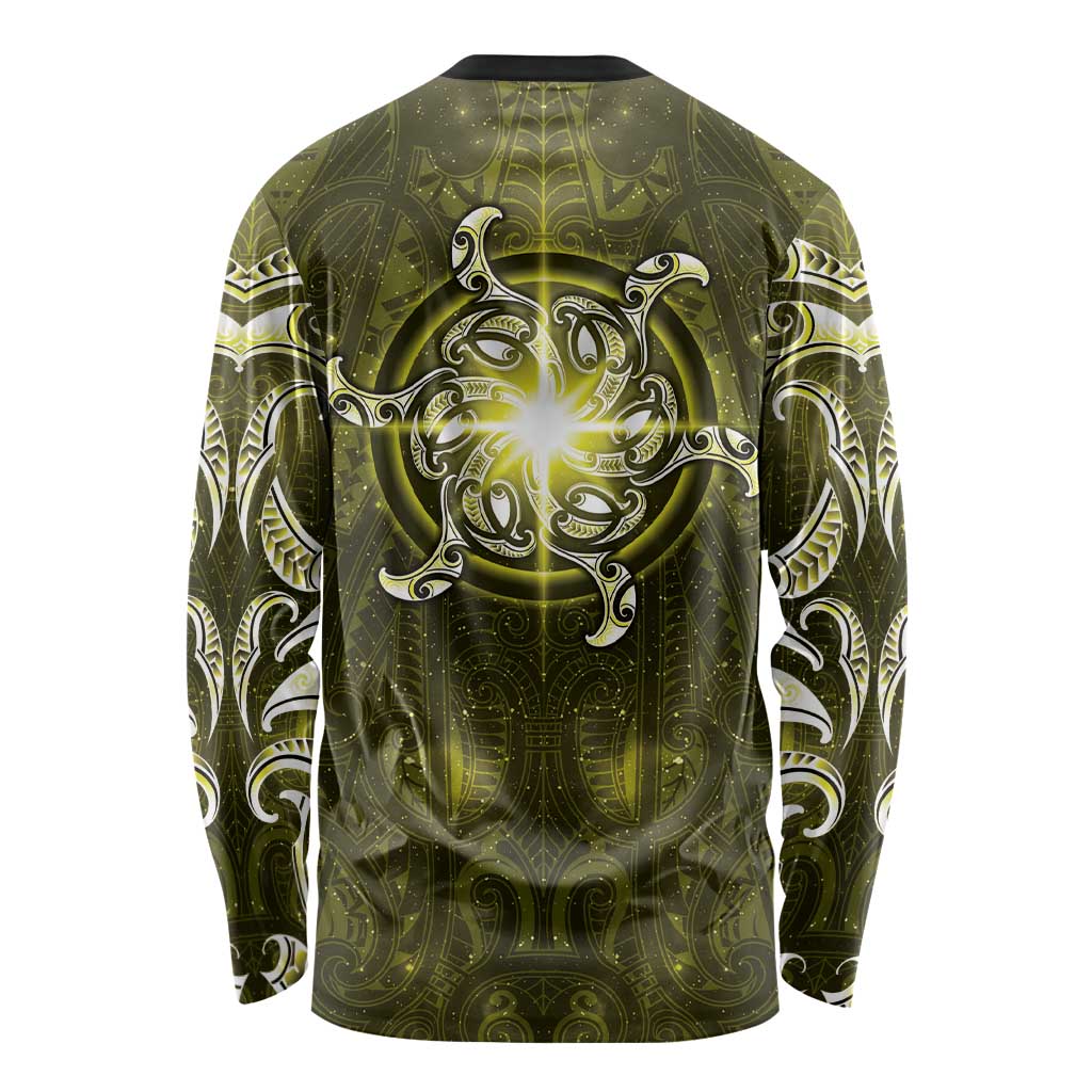New Zealand Matariki Hiwaiterangi Long Sleeve Shirt Maori Moko Yellow Galaxy LT05 - Polynesian Pride