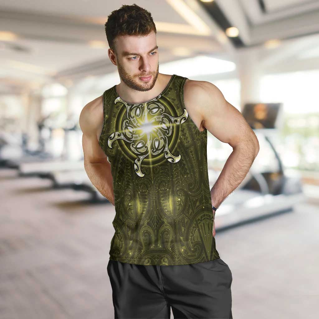 New Zealand Matariki Hiwaiterangi Men Tank Top Maori Moko Yellow Galaxy