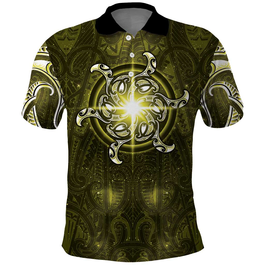 New Zealand Matariki Hiwaiterangi Polo Shirt Maori Moko Yellow Galaxy LT05 Yellow - Polynesian Pride