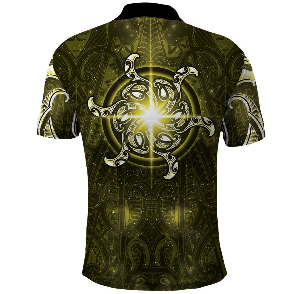 New Zealand Matariki Hiwaiterangi Polo Shirt Maori Moko Yellow Galaxy LT05 - Polynesian Pride