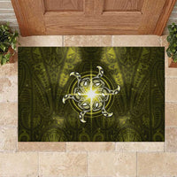 New Zealand Matariki Hiwaiterangi Rubber Doormat Maori Moko Yellow Galaxy
