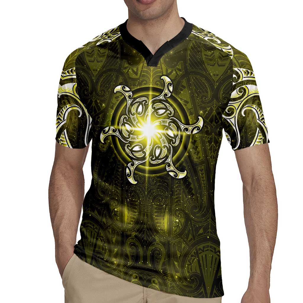 New Zealand Matariki Hiwaiterangi Rugby Jersey Maori Moko Yellow Galaxy