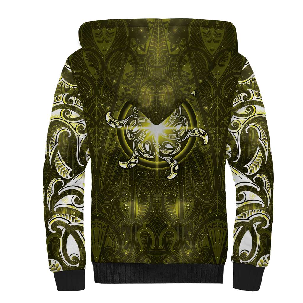 New Zealand Matariki Hiwaiterangi Sherpa Hoodie Maori Moko Yellow Galaxy LT05 - Polynesian Pride